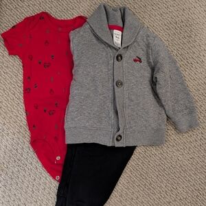 Carter's Red and Gray Baby Outfit Set With Christmas Tree